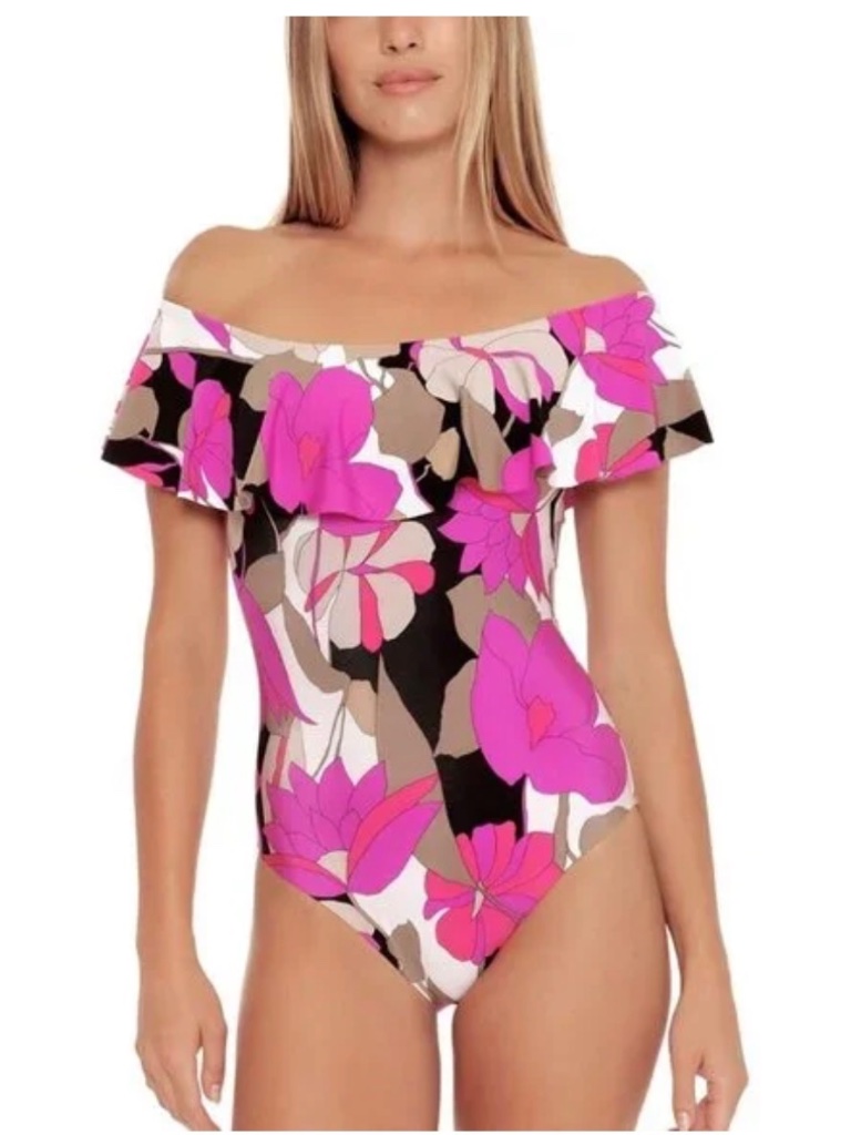 Nwt Trina Turk Lynx Gemini Off Shoulder One Piece Swimsuit Size 10 7